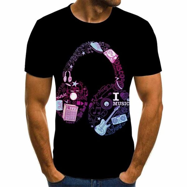 

music theme graphic 3d rock boys clothing summer 3d print shirts harajuku anime comics men clothing