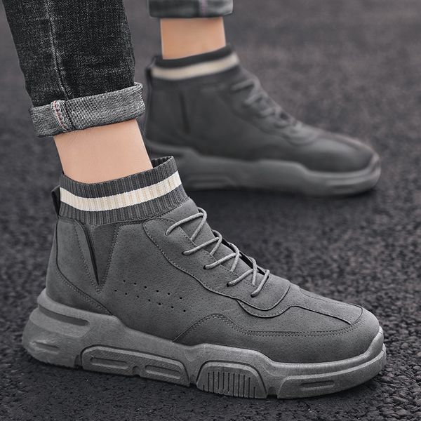 

martin boots hight-british mid-workwear ankle boots trend winter suede leather sos casual sho lady shoes -40, Black