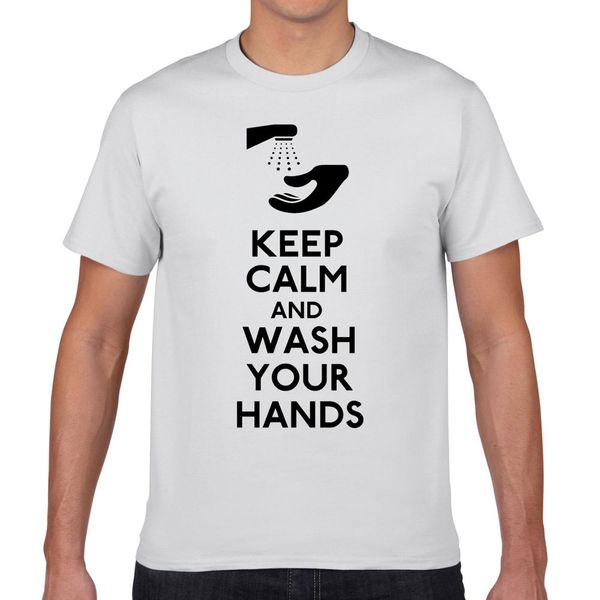 

men's 100% cotton t shirts keep calm and wash your hands t-shirt printed t-shirt men's women's tee shirts