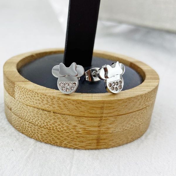 

gold stud earrings cute animal mouse earring cartoon children lady jewelry stainless steel accessories gift, Golden;silver