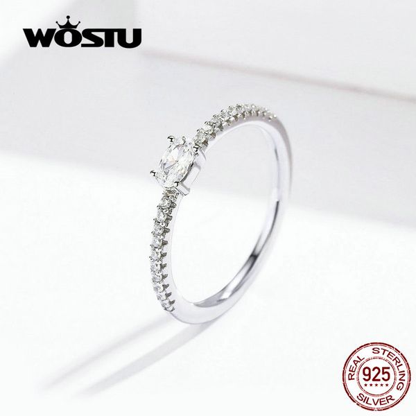 

wostu dazzling crystal ring 100% 925 sterling silver zircon fashion rings for women wedding luxury silver 925 jewelry fir524, Golden;silver