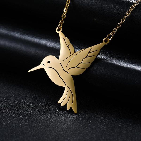 

pendant necklaces skyrim gold color flying bird animal necklace stainless steel girls women adjustable choker chain jewelry gift, Silver