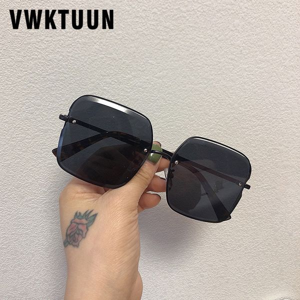 

sunglasses vwktuun rimless women alloy frame oversized sun glasses for womens square luxury gradient lens, White;black