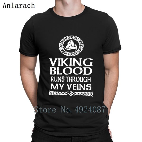 

viking warrior blood runs through my veins t shirt spring humorous plus size tee shirt design men's pop tee