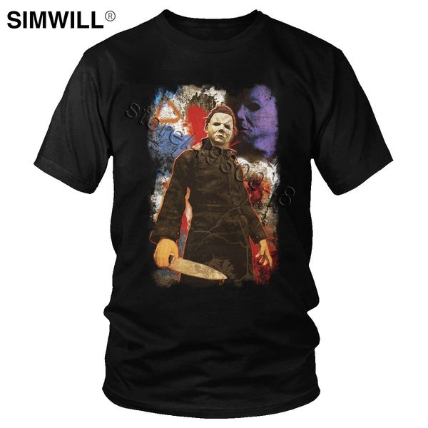 

vintage michael myers t-shirt cool casual 100% cotton t shirt men short sleeve o-neck horror the dbd trapper killer tee