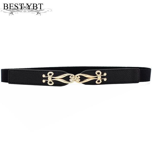

ybt women belt imitation leather alloy hook elastic buckle belt fashion dress decorative accessories multi-color women, Black;brown
