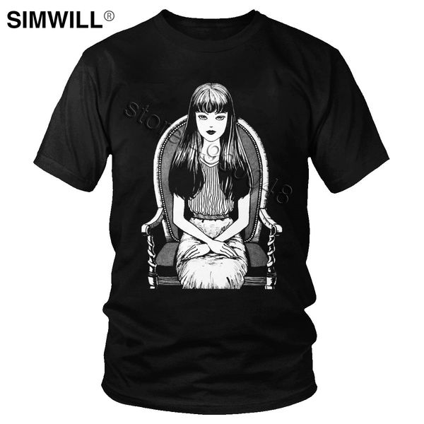 

classic men's cotton junji ito uzumaki t-shirt short sleeved o-neck horror manga tomie t shirts japanese fans tee merchandise