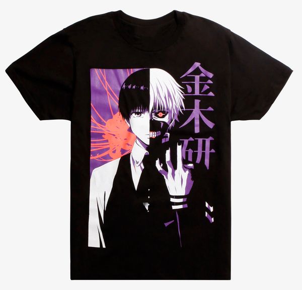 

tokyo ghoul kaneki split face t-shirt new authentic & loose size ajax tee shirt
