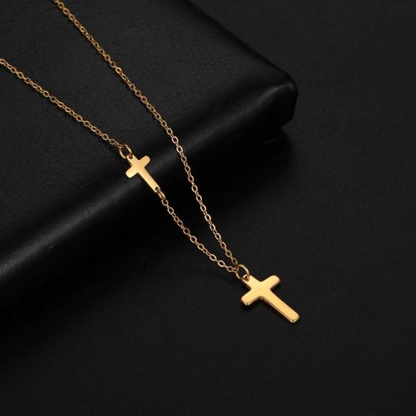 

cazador cross pendat necklace double pendant necklace gold color stainless steel chain for women fashion gift jewelry, Silver
