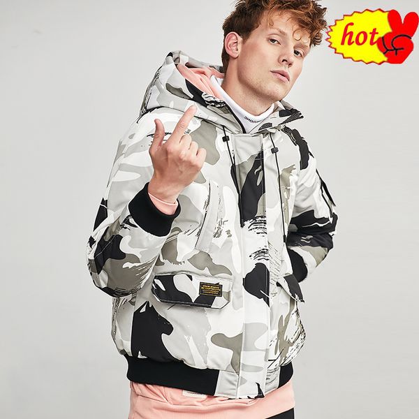 

High Quality Hooded Duck Down Jackets Mens Camouflage Warm Thick 90% Down Coats Male Winter Overcoat Parkas Man JK-1889, Black