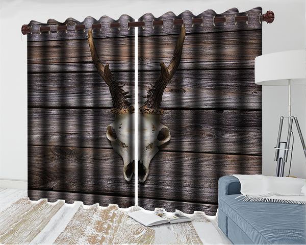 

3d modern curtain window 3d curtain bedroom vintage wood board animal head living room bedroom kitchen window blackout curtain