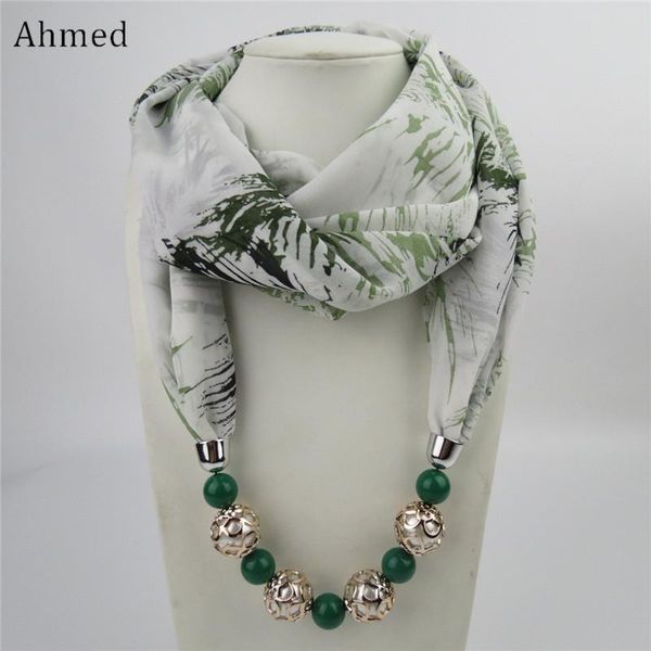 

women statement ahmed printing beads jewelry maxi pattern flower design necklaces scarf for necklace chiffon new fashion pxkmg bdehome, Blue;gray