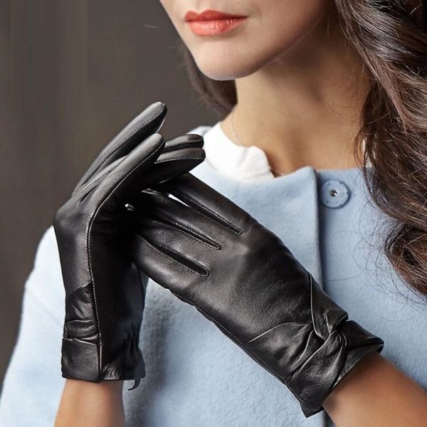

autumn winter new goatskin warm lady gloves sunscreen skid-proof fashionable women driving riding genuine leather mittens h3213, Blue;gray