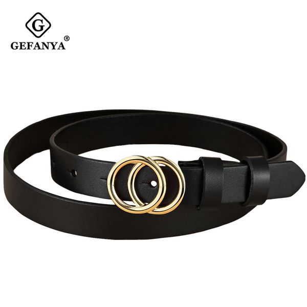 

genuine leather belt women's alloy double ring buckle strap fashion adjustable belt retro ladies dress jeans female waistband, Black;brown