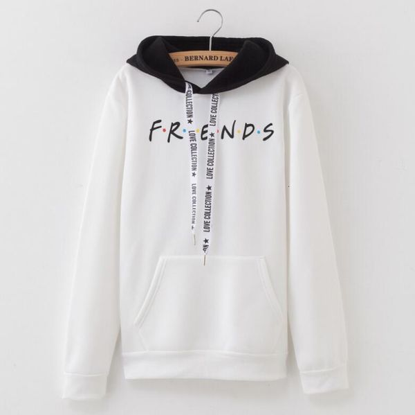 

new fashion womens hoodies autumn and winter friends letter patchwork hooded sweatshirt women drop shipping good quality, Black