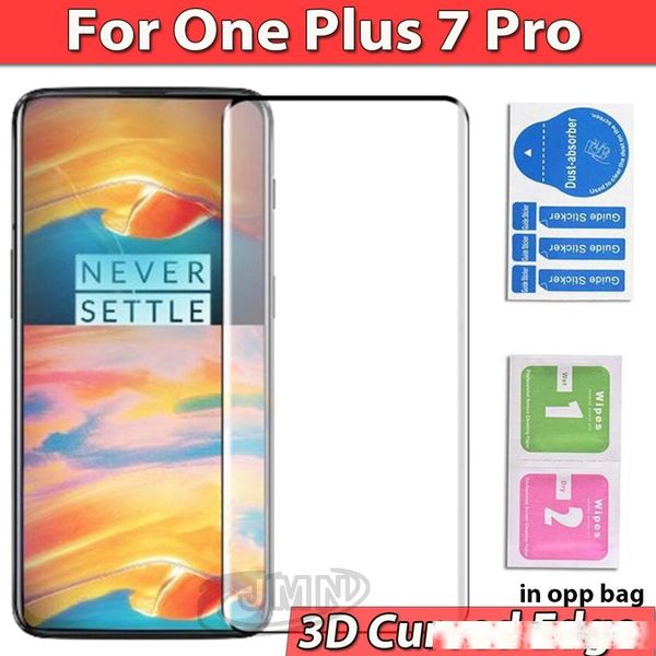 

1 7pro 3d curved edge full cover tempered glass phone screen protector for one plus 7pro 7pro in opp bag dhl ing