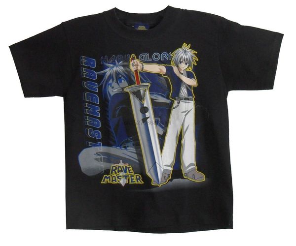 

japanese anime rave master boys t-shirt youth size small black hiro mashima