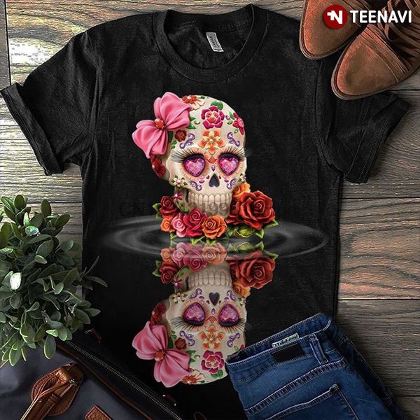 

мужчины t shirt sugar skull воды зеркальное отражение женщины тенниски