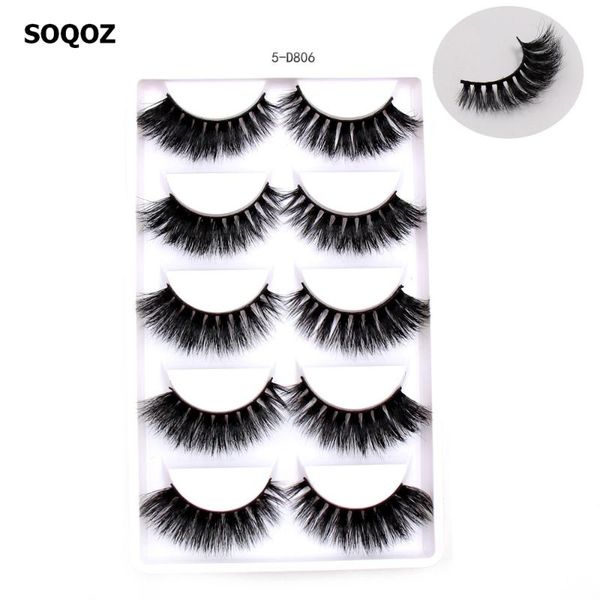 

false eyelashes soqoz 3d mink luxury handmade lashes natural long eye fluffy lash 5 pairs d806 cosmeti