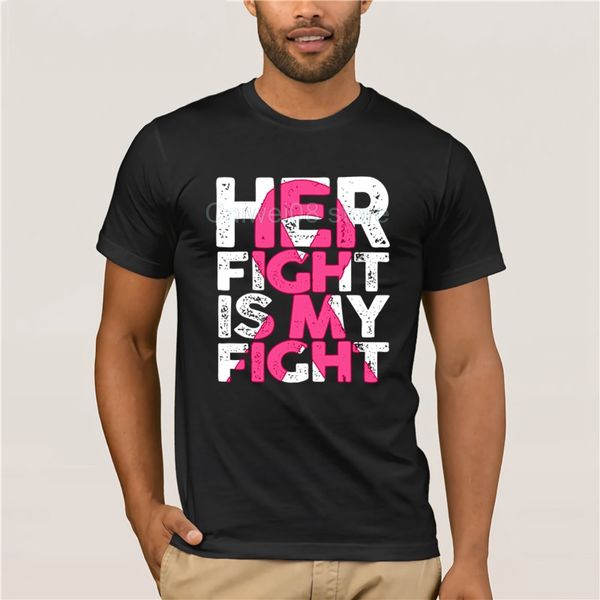 

fashion printed men's t-shirt short sleeve breast cancer her fight is my fight gift colonhue summer mens t shirt