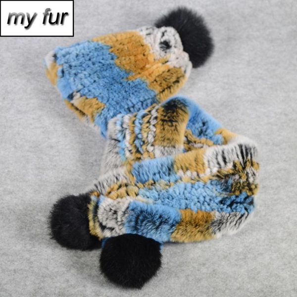 

scarves children 2 pieces sets real rex fur scarf hat neckerchief cap child genuine beanies, Blue;gray