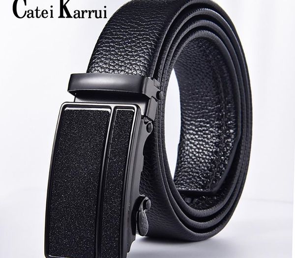 

catei karrui men's belt - autolock leather ratchet dress belt for men with automatic buckle - trim to fit, Black;brown