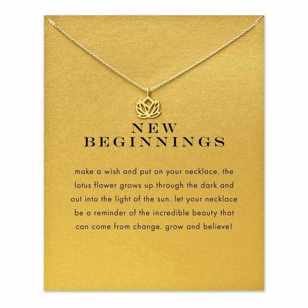 

2020 new lotus flower pendant short chain choker necklace for women golden heart wish necklace with card jewelry as gift love, Silver