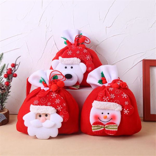 

christmas santa claus candy bag gift for kids new year festival party decoration supplie elk snowman candy bags