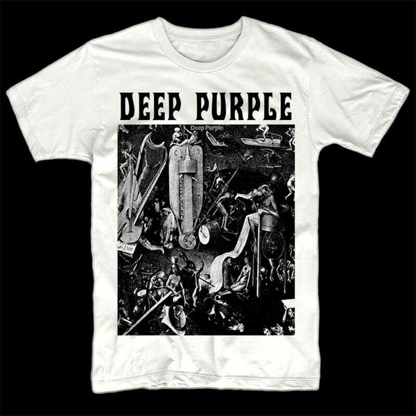 

deep purple deep purple white t shirt cotton all sizes s-3xl 100% cotton short sleeve o-neck tee