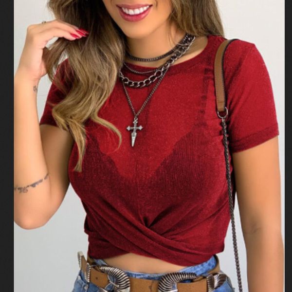 

women's t-shirt fashion summer tee shirt women casual round neck short sleeve mesh crop elegant ladies plain t, White