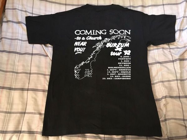 

rare 1burzum coming soon to a church tour 92 t-shirt vintage reprint pre-cotton tee shirt for men