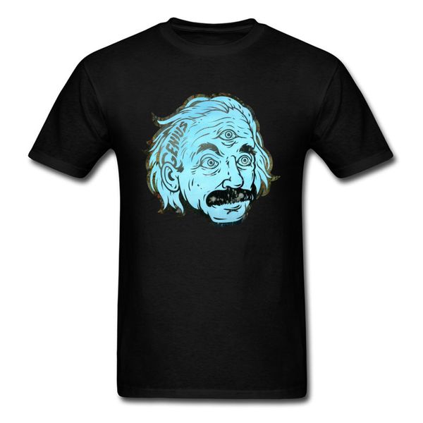 

интересного +2018 genius мужчина черного tshirt синего эйнштейна три глаза печать новизна мужской топ одежды смешного колледж tshirt