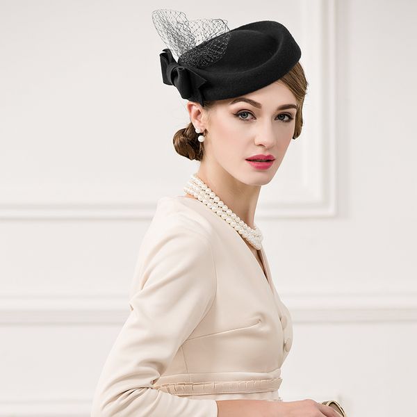 

wool hat woman girl party fedoras wool beret hat cap casual warm stewardess cap fall and winter painter british, Blue;gray