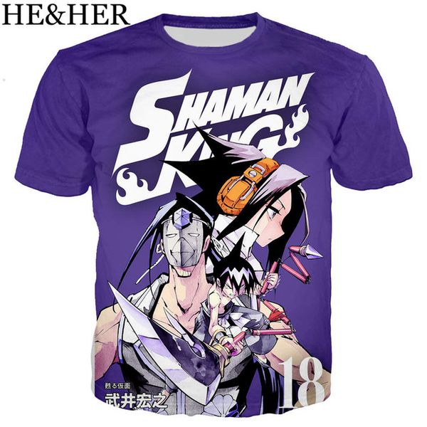 

anime shaman king 3d print shirts oversized horror hippie men clothing