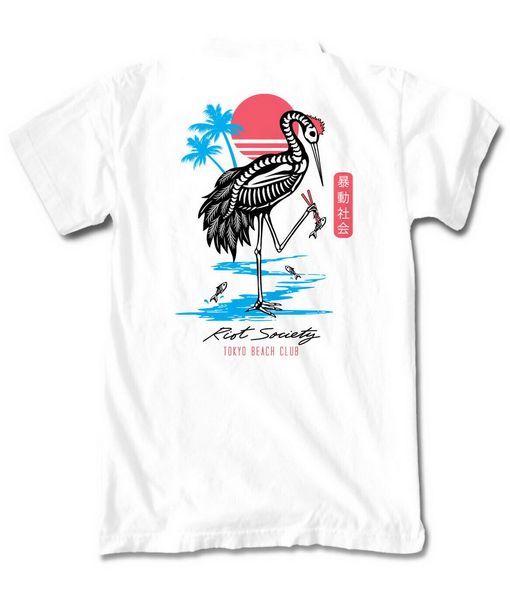 

бунт общество crane skeleton токио mens t-shirt мода классический tee shirt