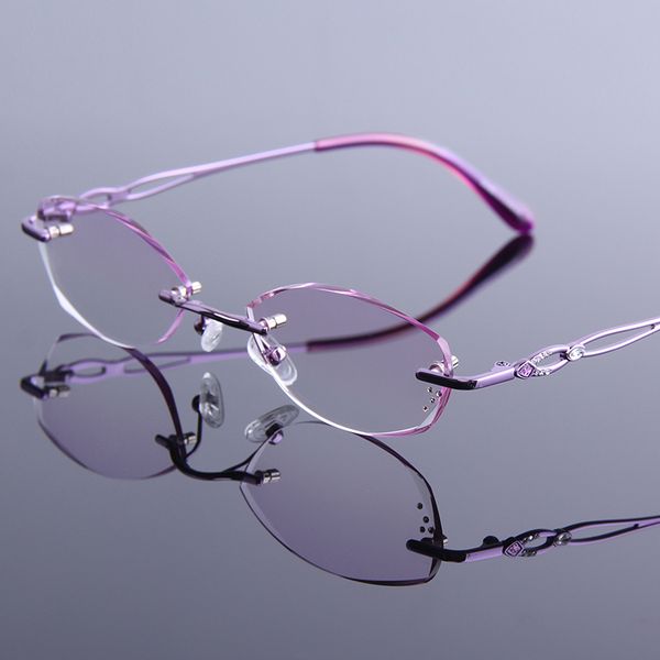 

women diamond cut trimming reading glasses rimless presbyopia eyeglasses hyperopia anti-fatigue glasses computer reading, White;black