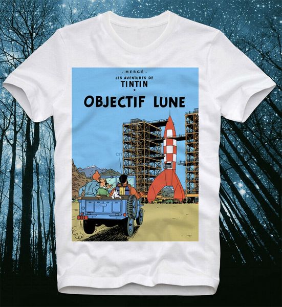 

t-shirt tintin objectif lune cartoon comic french retro vintage destination moon tee shirt