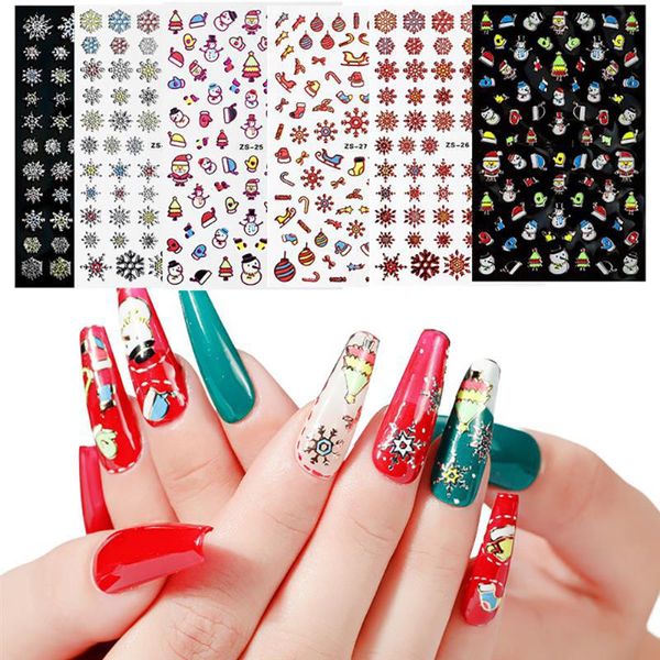 

stickers & decals nail art christmas sticker 3d color white snowflake snowman decal patch decoration, Black