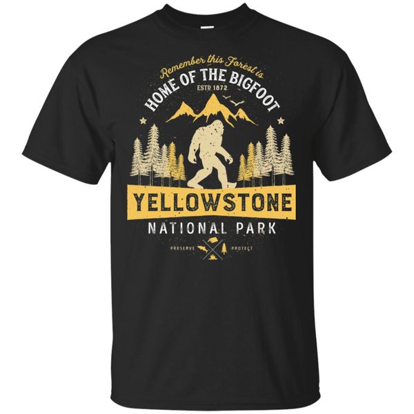 

yellowstone national park vintage bigfoot t-shirt black-navy for men-women outdoor wear tee shirt