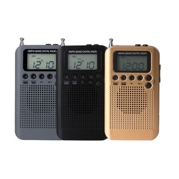 

radio fm am speaker mini lcd digital with time display function 3.5mm headphone jack antenna portable