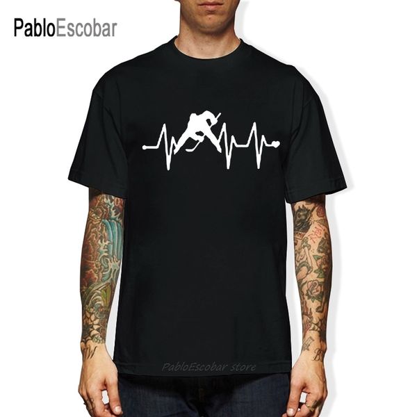 

новый летний ice hockeyer heartbeat любовь футболки мужчины печатается с коротким рукавом короткие футболки хлопок мода o-образным вырезом т