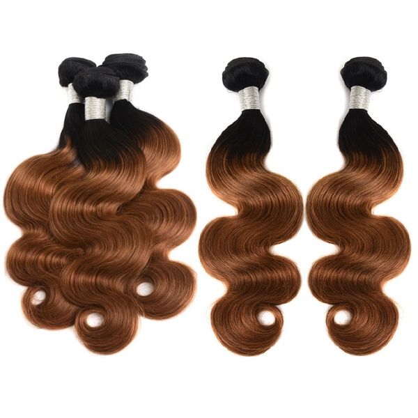 

wholesale 10a grade malaysian ombre human hair bundles body wave 4 5 10pcs unprocessed virgin remy hair grade color#1b/30 cut from one donor, Black