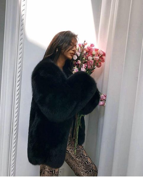 

faux fur faux fur grass coat female middle long coat classic black