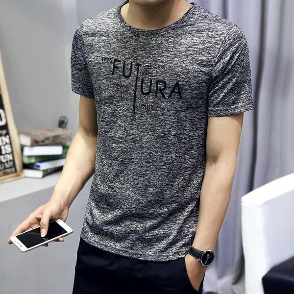 

cool t-shirts men fashion basic printed t-shirt mens clothing casual t shirt summer tee futura letter grey korea slim style kg-807, White;black
