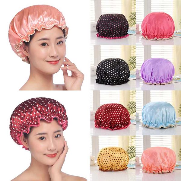 

shower caps double waterproof cap dust-proof smoke-proof kitchen hat can be customized shampoo bath thickening