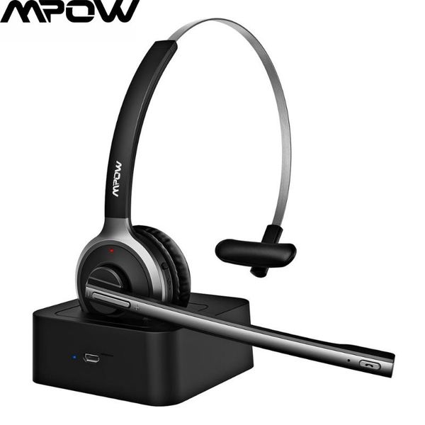

mpow bluetooth headset for trucker office headset with noise-suppressing mic bluetooth4.1 180h charging base traffic
