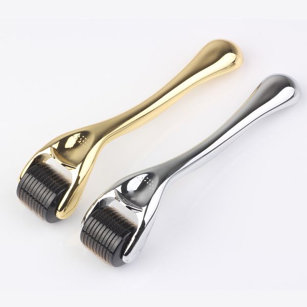 

drs540 with gold and silver handle titanium available micro needles derma roller for scars ,cellulite ,stretch marks removal with widely use