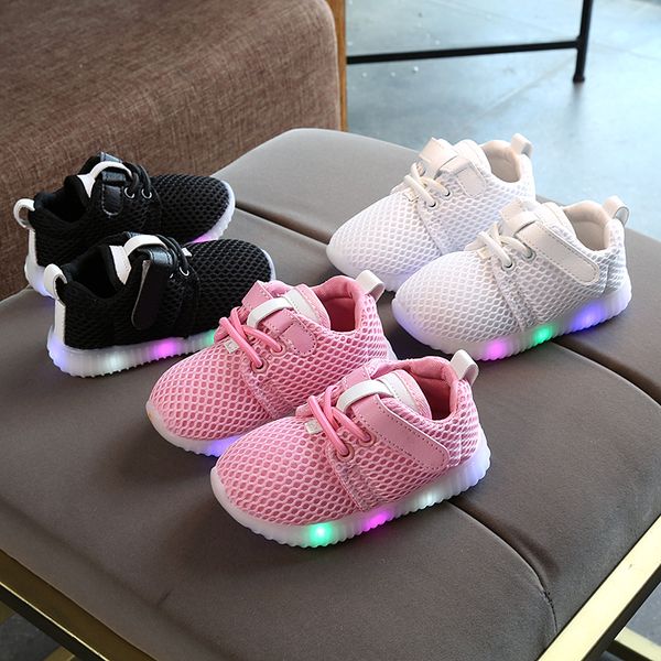 

goocheer 2020 toddler kids baby boys girl light up soft sole sport running led shoes sneaker first walkers prewalker anti-slip, Black