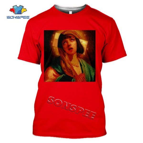 

men movie pulp fiction poster virgin mary 3d print shirts kawaii graphic plus size men clothing