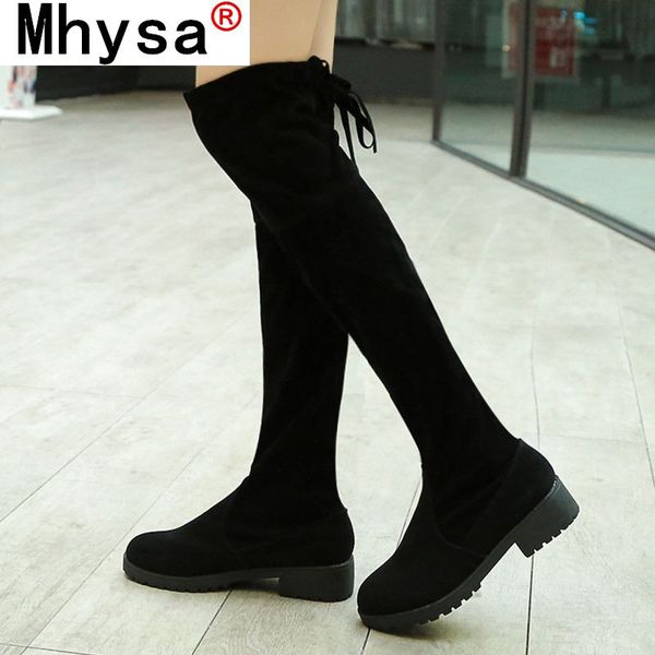 

2020 round toe shoes female fashion party shoes ladies butterfly-knot plush new boots women over-the-kenn boot chaussure, Black